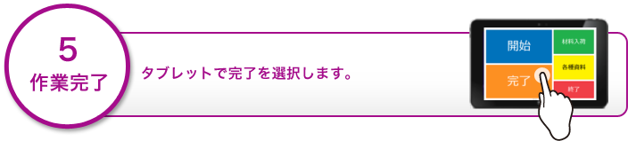 5.作業完了　タブレットで完了を選択します。